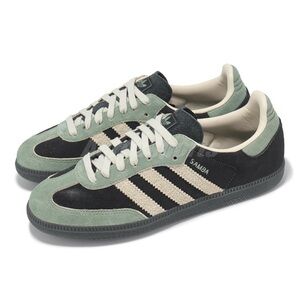 adidas Samba OG trainers in Core Black/Alumina/Silver Green - size 8